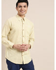 Light Yellow Cotton Men Shirt - Charkha TalesLight Yellow Cotton Men Shirt
