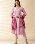 Lilac Angarkha Cotton Kurta Set - Charkha TalesLilac Angarkha Cotton Kurta Set