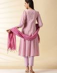 Lilac Angarkha Cotton Kurta Set - Charkha TalesLilac Angarkha Cotton Kurta Set