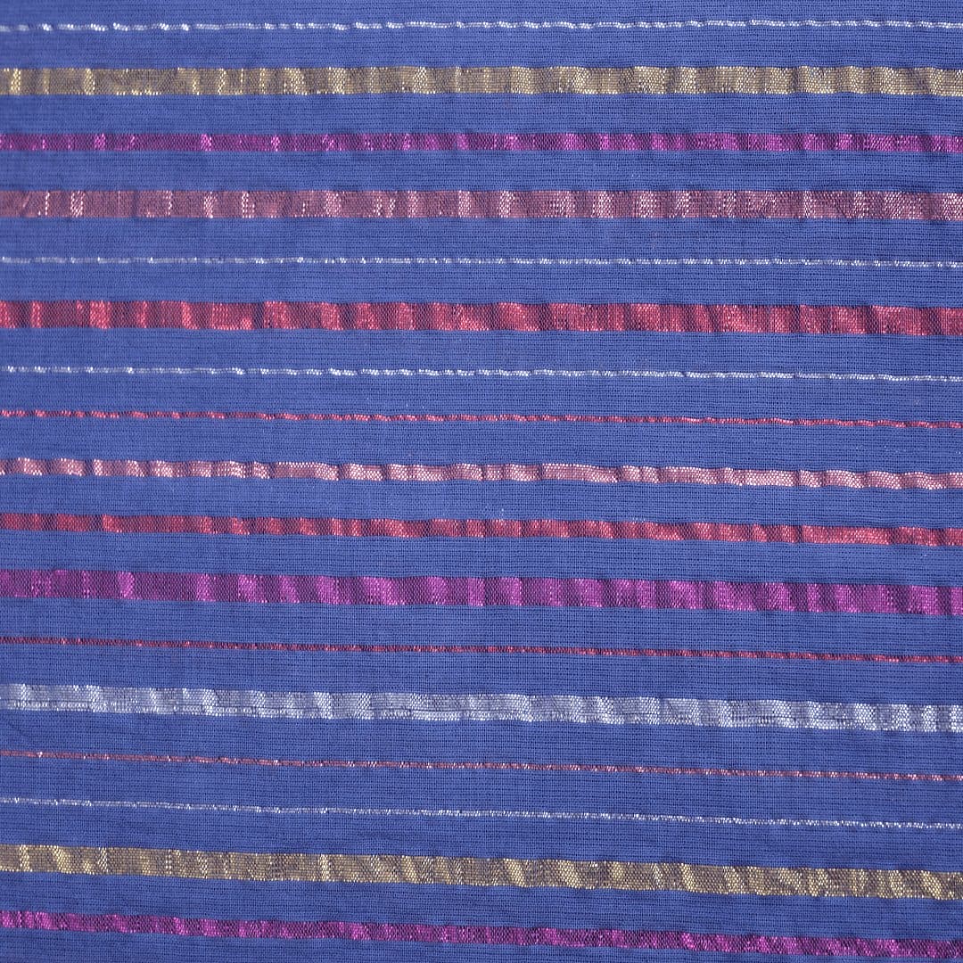 Lurex Cotton Fabric - Blue - Charkha TalesLurex Cotton Fabric - Blue