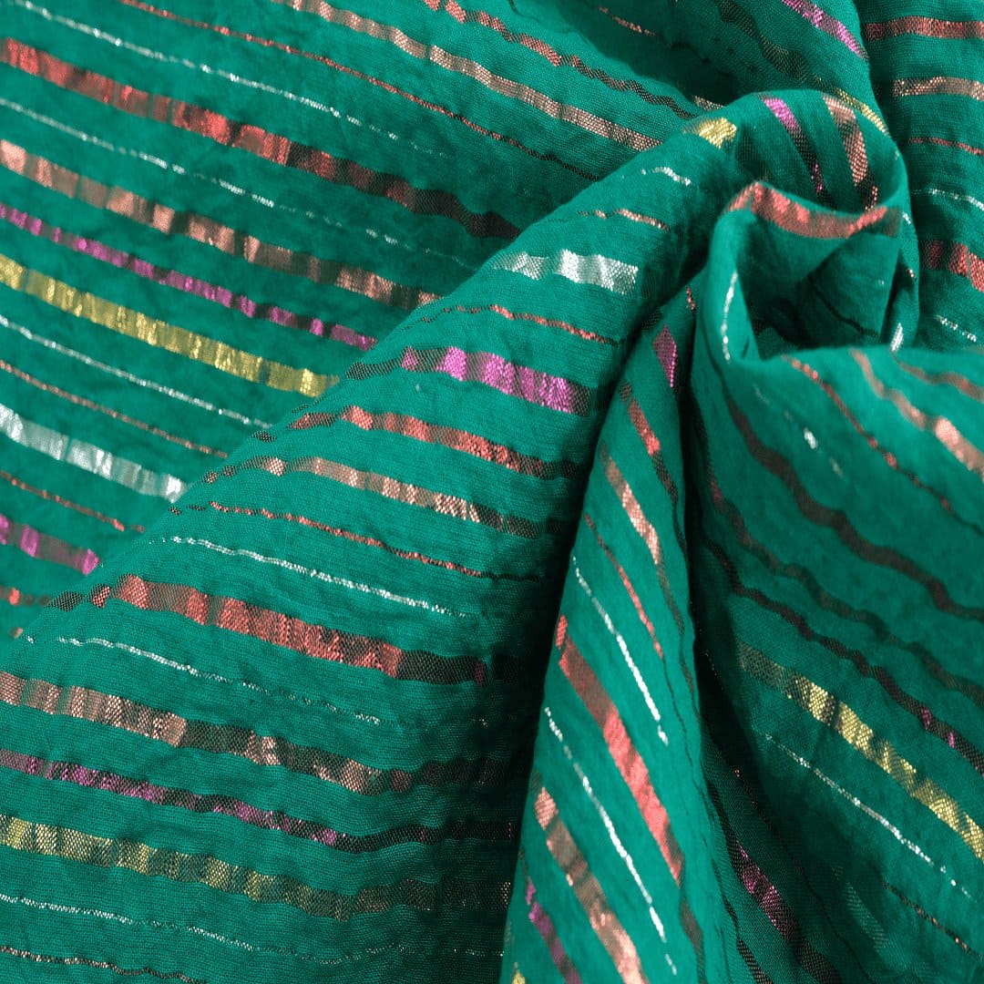 Lurex Cotton Fabric - Emerald Green - Charkha TalesLurex Cotton Fabric - Emerald Green