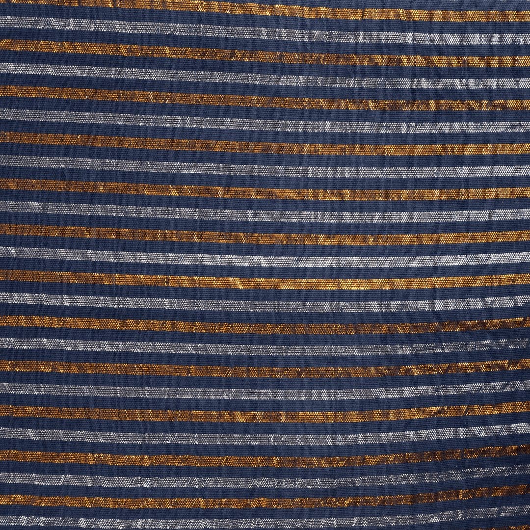 Lurex Cotton Fabric - Navy Blue - Charkha TalesLurex Cotton Fabric - Navy Blue