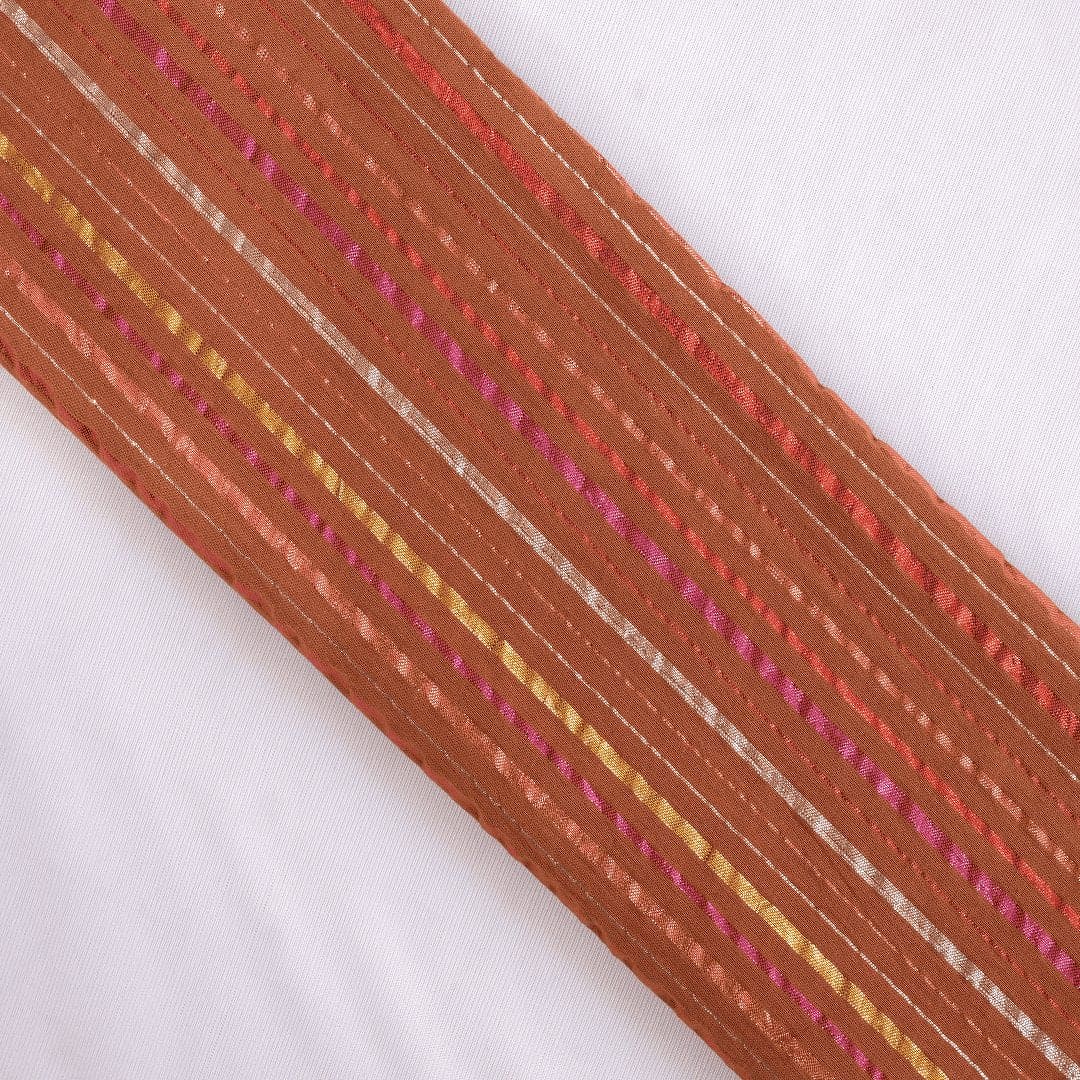 Lurex Cotton Fabric - Rust Brown - Charkha TalesLurex Cotton Fabric - Rust Brown