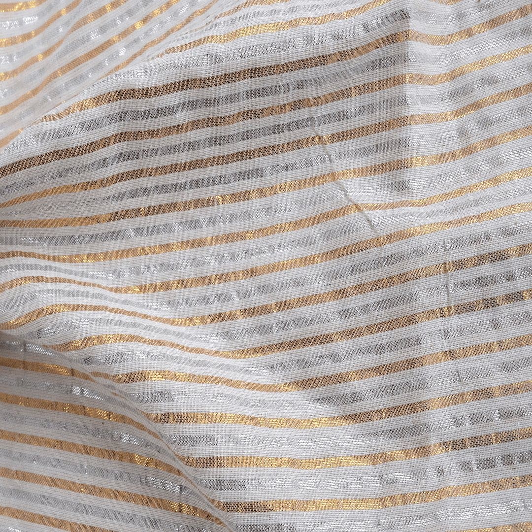 Lurex Cotton Fabric - White - Charkha TalesLurex Cotton Fabric - White