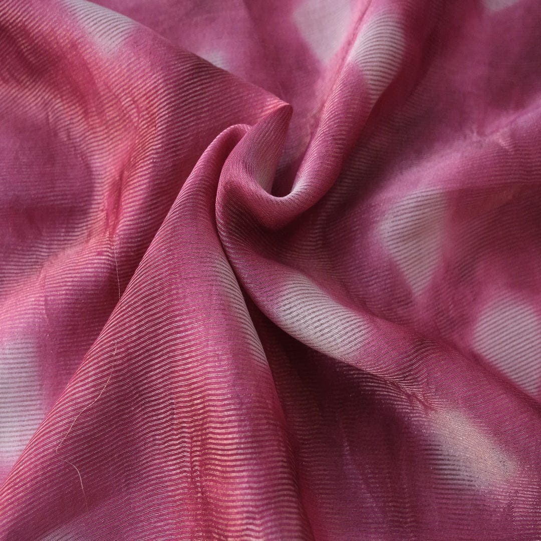 Majenta Tie Dye Silk Chanderi Fabric - Charkha TalesMajenta Tie Dye Silk Chanderi Fabric
