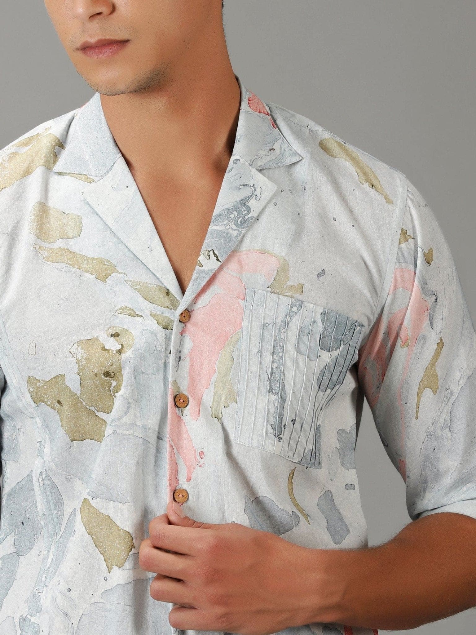 Marble Dye Men Athleisure Set - Grey - Charkha TalesMarble Dye Men Athleisure Set - Grey