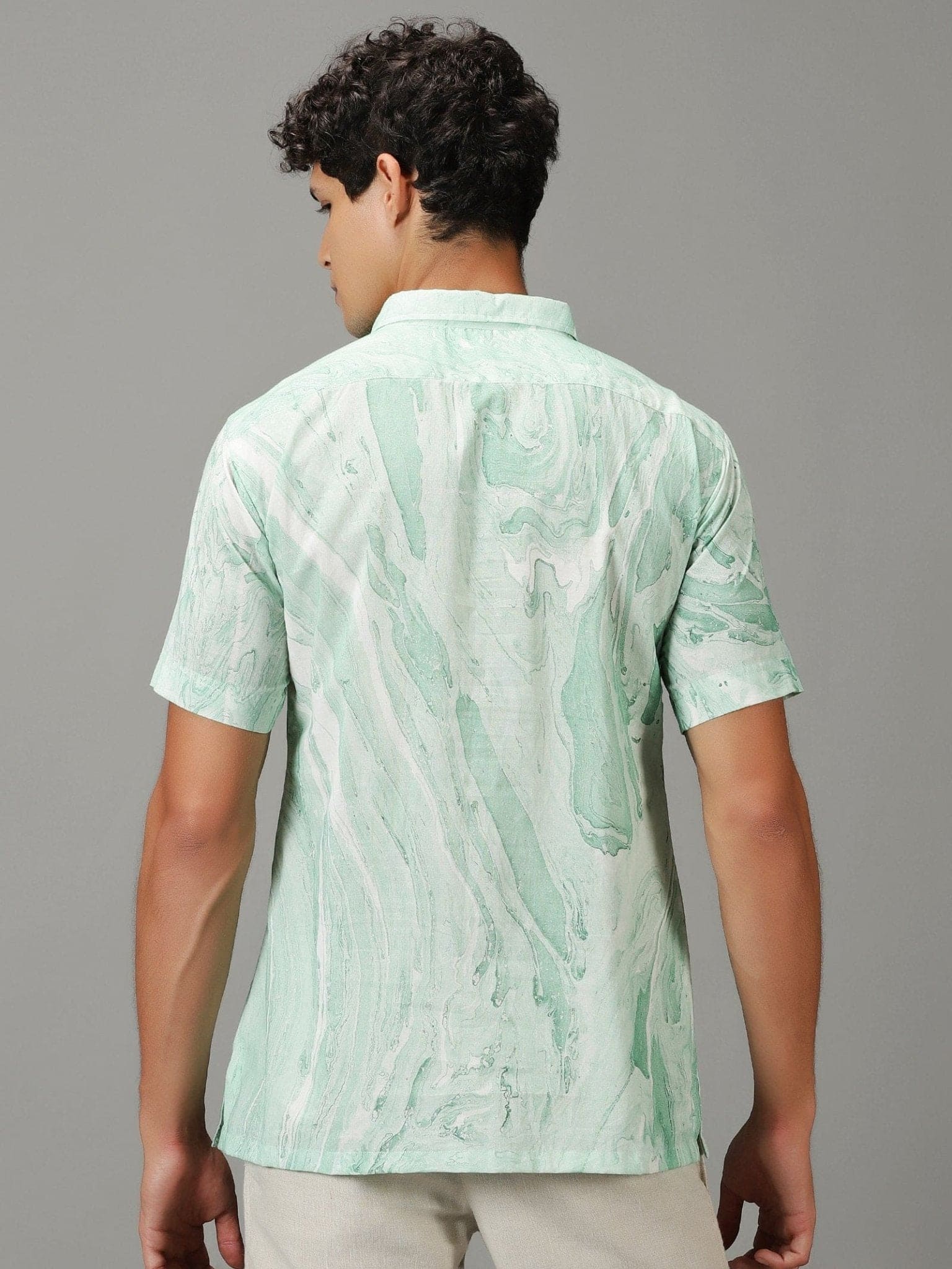 Marble Dyed Men's Shirt - Sky Blue - Charkha TalesMarble Dyed Men's Shirt - Sky Blue