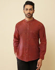 Maroon Khadi Cotton Shirt - Charkha TalesMaroon Khadi Cotton Shirt