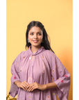 Mauve Chanderi Handkerchief Cut Dress - Charkha TalesMauve Chanderi Handkerchief Cut Dress