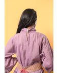 Mauve Chanderi Handkerchief Cut Dress - Charkha TalesMauve Chanderi Handkerchief Cut Dress