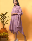 Mauve Chanderi Handkerchief Cut Dress - Charkha TalesMauve Chanderi Handkerchief Cut Dress