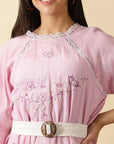Mauve Embroidered handkercheif Dress - Charkha TalesMauve Embroidered handkercheif Dress
