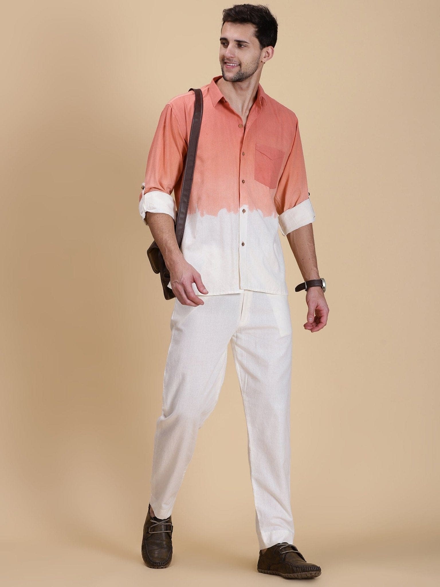 Men Casual Trouser - Off - White - Charkha TalesMen Casual Trouser - Off - White