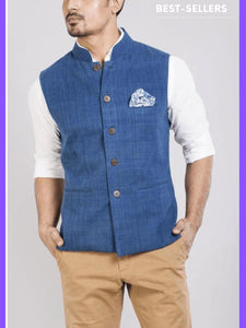 Men Cotton Jacket - Blue