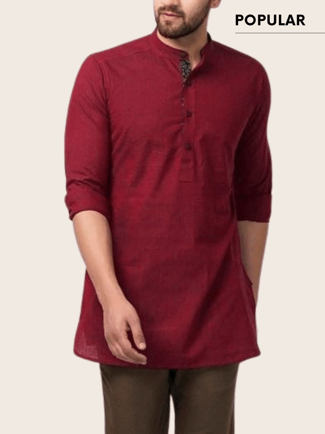 Men Cotton Kurta - Maroon - Charkha TalesMen Cotton Kurta - Maroon