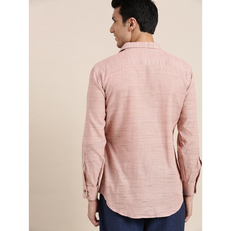 Men Cotton Shirt - Light Pink - Charkha TalesMen Cotton Shirt - Light Pink