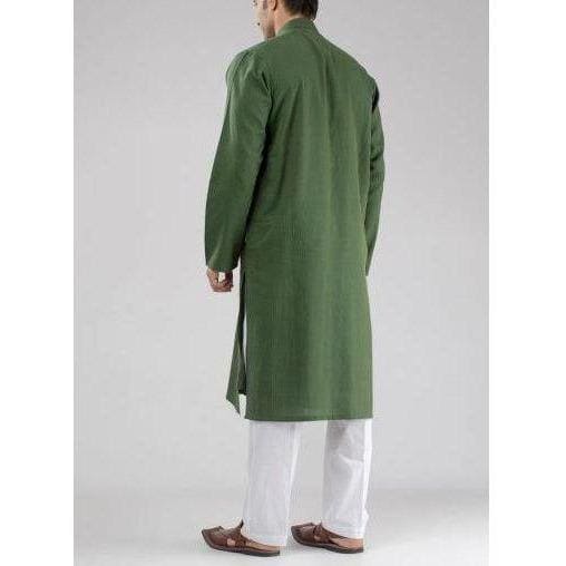 Men Khadi Men Kurta Set - Green - Charkha TalesMen Khadi Men Kurta Set - Green