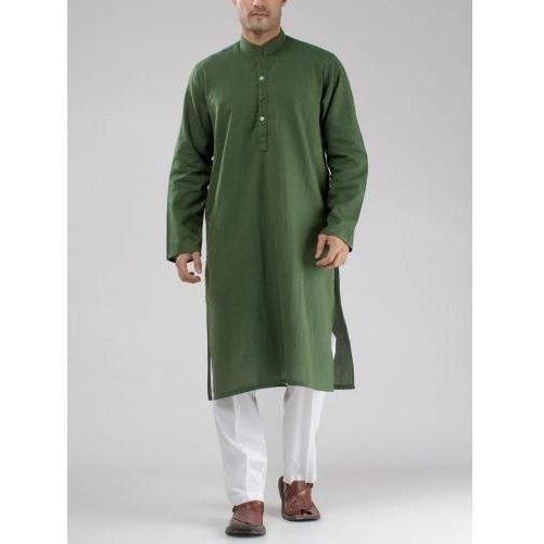 Men Khadi Men Kurta Set - Green - Charkha TalesMen Khadi Men Kurta Set - Green