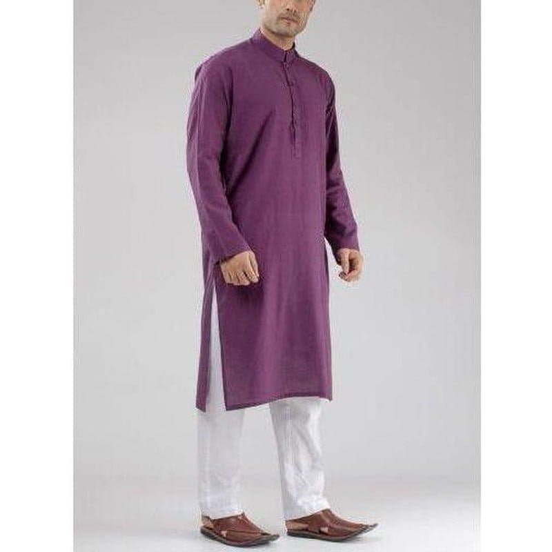 Men Long Men Kurta Set - Purple - Charkha TalesMen Long Men Kurta Set - Purple