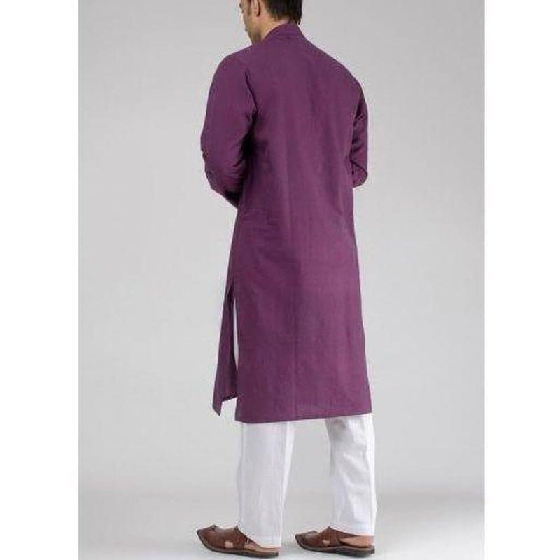 Men Long Men Kurta Set - Purple - Charkha TalesMen Long Men Kurta Set - Purple