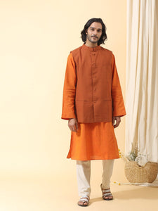 Men Nehru Jacket - Orange