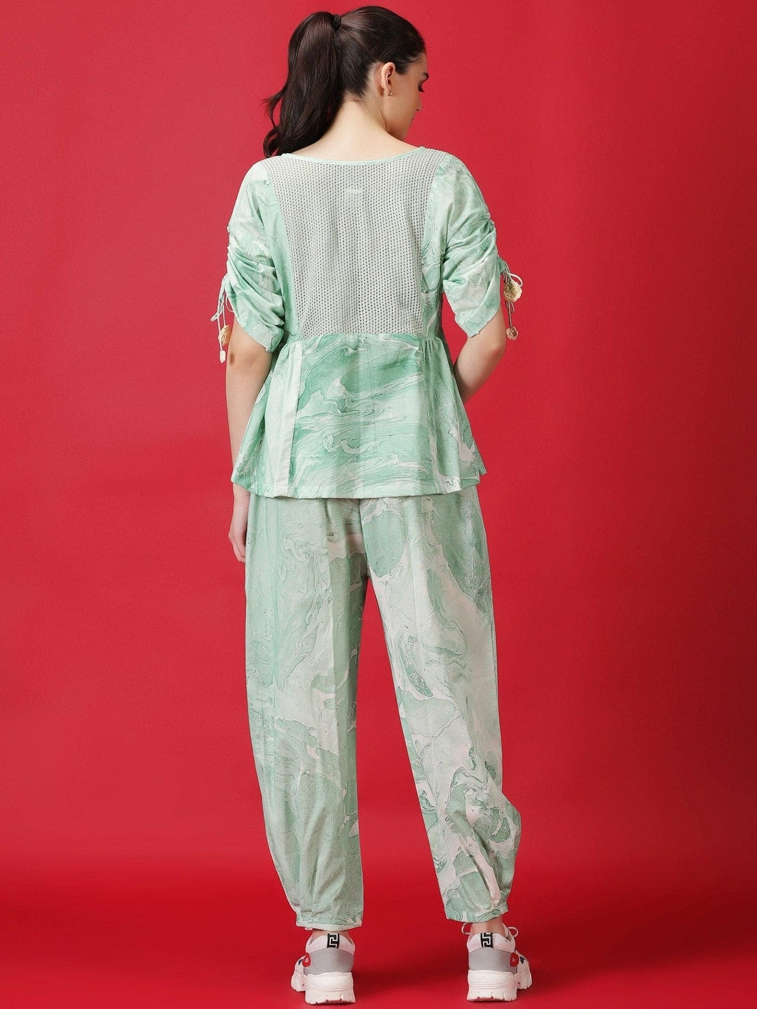 Mint Green Marble Dyed Athleisure Set - Charkha TalesMint Green Marble Dyed Athleisure Set