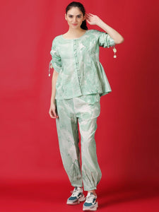 Marble Dyed Athleisure Set - Mint Green