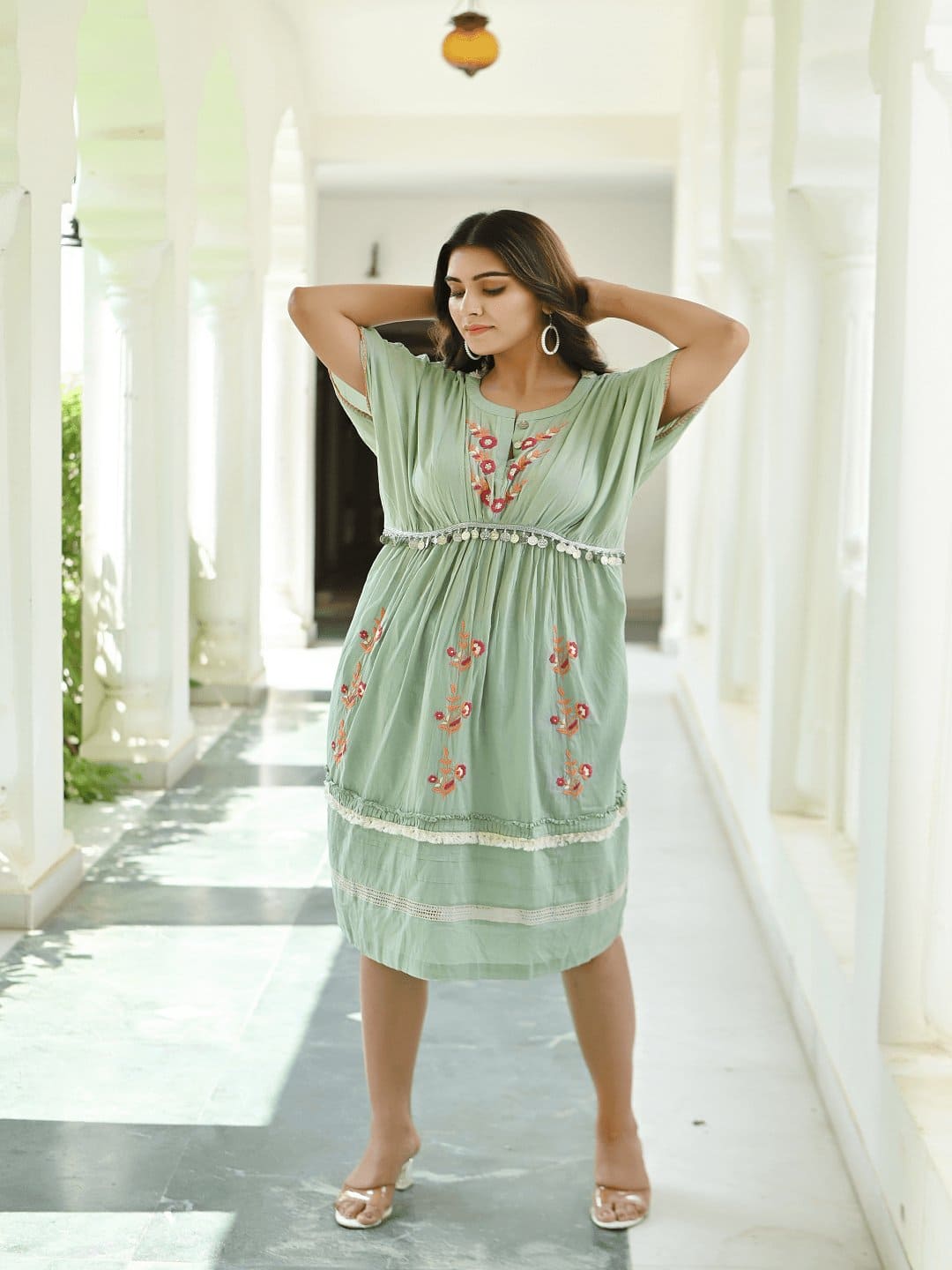 Mint Green Utsav Chikankari Dress - Charkha TalesMint Green Utsav Chikankari Dress