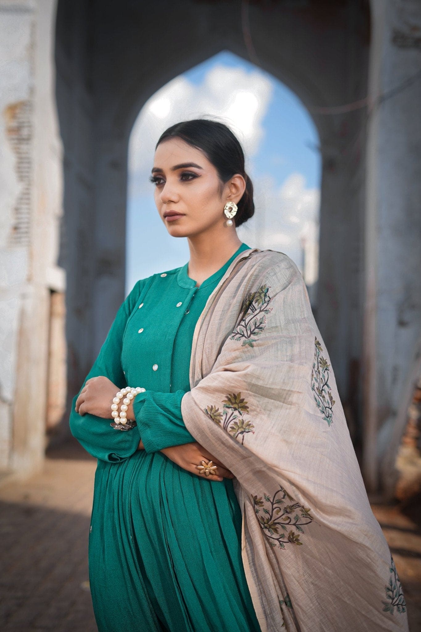 Mirror Kurta Set - Emerald Green - Charkha TalesMirror Kurta Set - Emerald Green