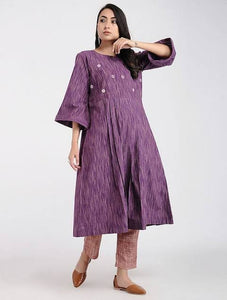 Mirror Work Kurta Set - Purple
