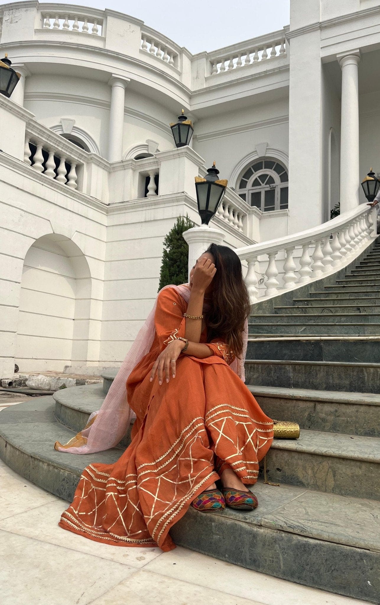 Mirror Work Sharara Set - Orange - Charkha TalesMirror Work Sharara Set - Orange