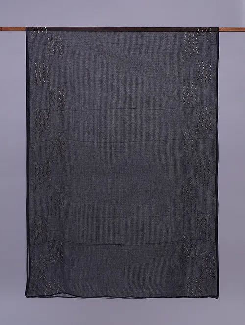 Mukaish Kota Dupatta - Black - Charkha TalesMukaish Kota Dupatta - Black