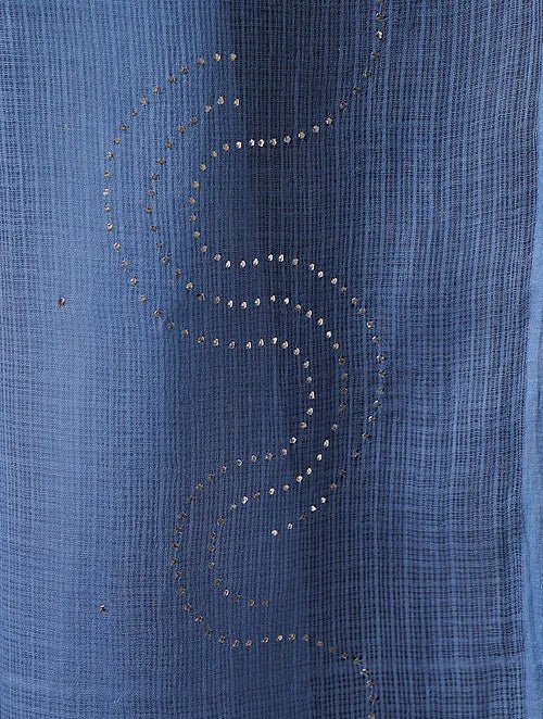 Mukaish Kota Dupatta - Blue - Charkha TalesMukaish Kota Dupatta - Blue