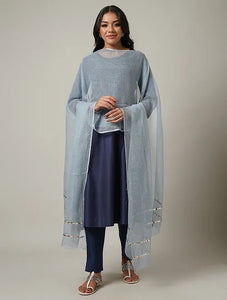 Mukaish Kota Dupatta - Blue