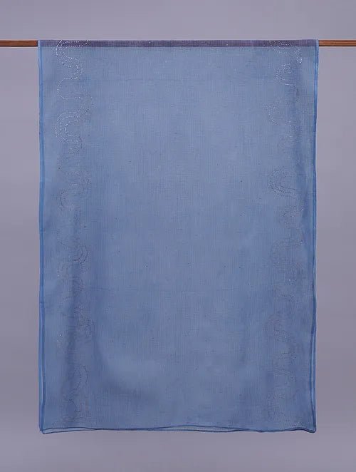 Mukaish Kota Dupatta - Blue - Charkha TalesMukaish Kota Dupatta - Blue