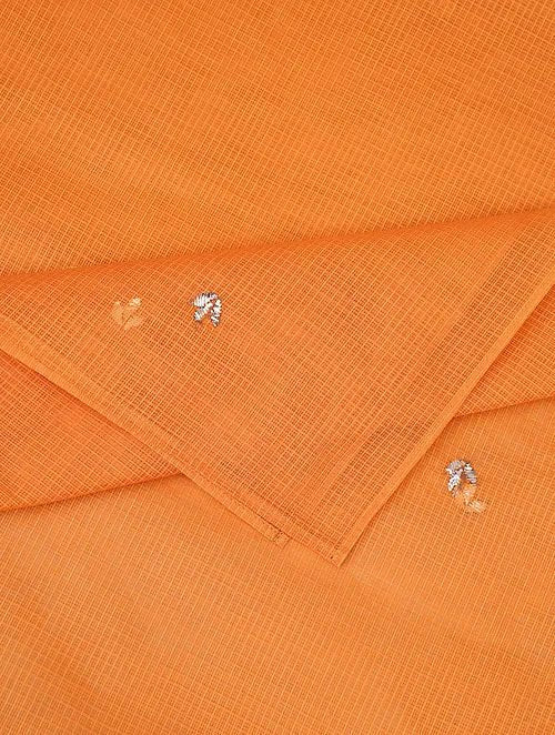 Mukaish Kota Dupatta - Orange - Charkha TalesMukaish Kota Dupatta - Orange