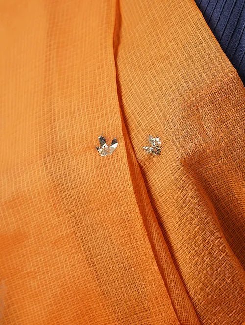 Mukaish Kota Dupatta - Orange - Charkha TalesMukaish Kota Dupatta - Orange