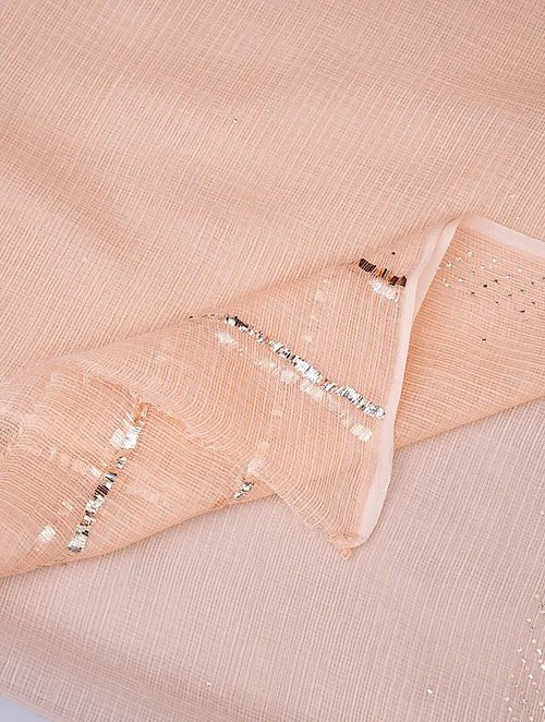 Mukaish Kota Dupatta - Peach - Charkha TalesMukaish Kota Dupatta - Peach