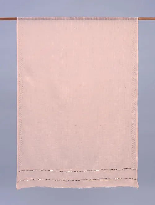 Mukaish Kota Dupatta - Peach - Charkha TalesMukaish Kota Dupatta - Peach