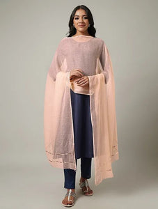 Mukaish Kota Dupatta - Peach