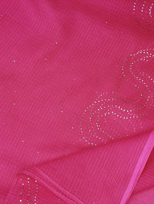 Mukaish Kota Dupatta - Pink - Charkha TalesMukaish Kota Dupatta - Pink