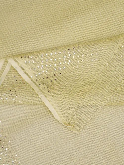 Mukaish Kota Dupatta - Yellow - Charkha TalesMukaish Kota Dupatta - Yellow