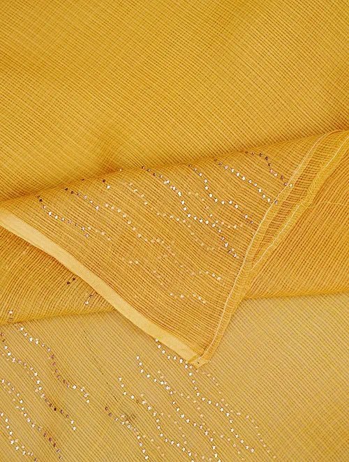 Mukaish Kota Dupatta - Yellow - Charkha TalesMukaish Kota Dupatta - Yellow