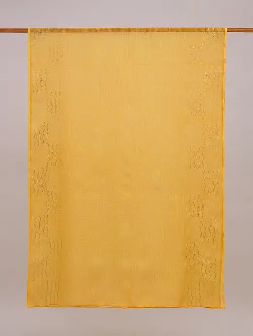 Mukaish Kota Dupatta - Yellow - Charkha TalesMukaish Kota Dupatta - Yellow
