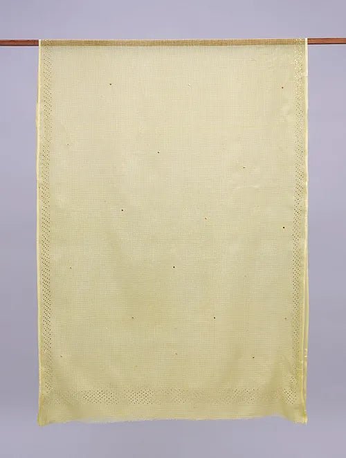 Mukaish Kota Dupatta - Yellow - Charkha TalesMukaish Kota Dupatta - Yellow