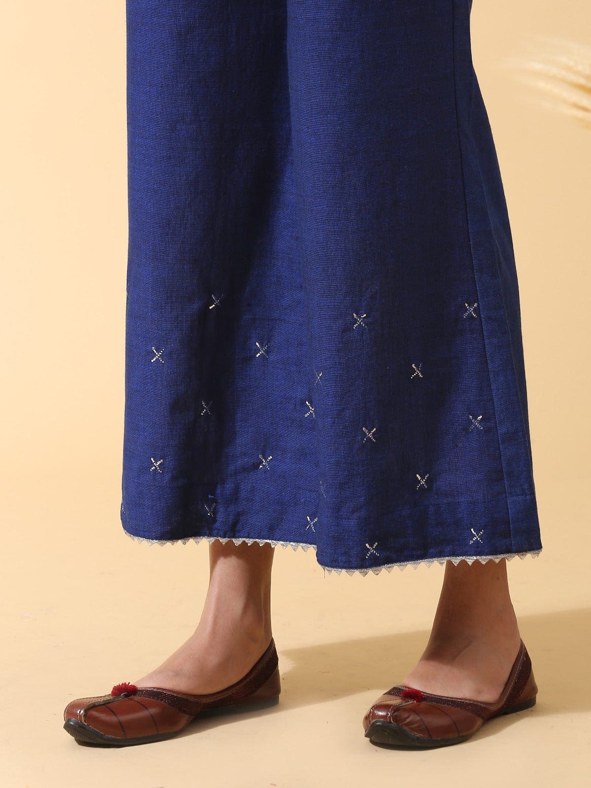 Mukaish Work Kurta set - Blue - Charkha TalesMukaish Work Kurta set - Blue