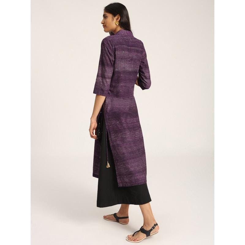 Mukaish Work Women Kurta Set - Purple - Charkha TalesMukaish Work Women Kurta Set - Purple