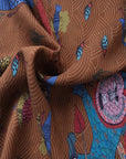 Multicolor Gond Print Silk Fabric - Charkha TalesMulticolor Gond Print Silk Fabric