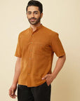 Mustard Khadi Cotton Shirt - Charkha TalesMustard Khadi Cotton Shirt