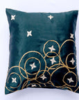 Navy Blue & Emerald Green Gotta Cushion Cover - Charkha TalesNavy Blue & Emerald Green Gotta Cushion Cover